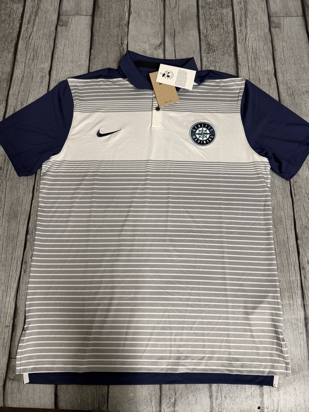 NWT Men’s Nike Seattle Mariners Vapor Striped Dri-FIT Polo Shirt Medium